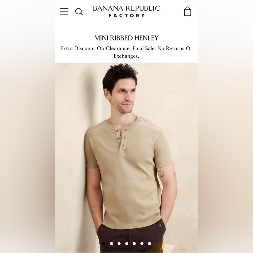 BRAND NEW Banana Republic Factory MINI RIBBED HENLEY Size: TALL XXL